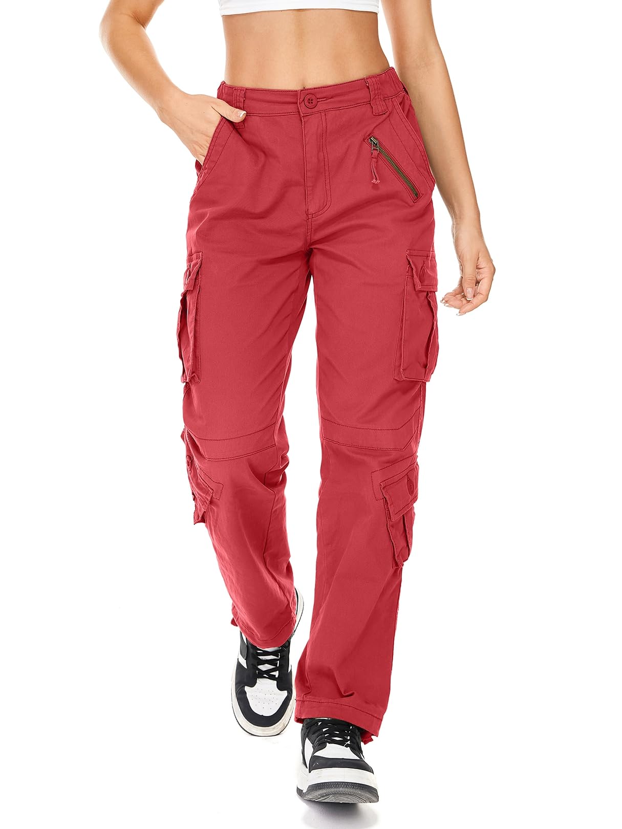 Womens Cargo Pants Army Combat Work Pants with 8 Pockets Casual Cotton Ripstop Construction Pants