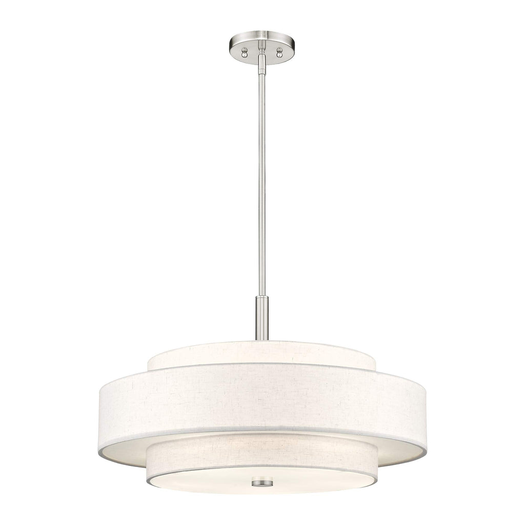 Livex Lighting Fabric Shade 52138-92 Meridian 5 Light English Bronze Pendant
