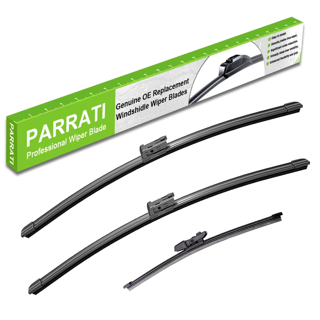 PARRATI® Windshield Wipers for Jeep Wrangler 2007-2017/Wrangler JK 2008-2018,15"+15" Front and 13" Rear,OEM Replacement Wiper Blades,Quiet & Streak-Free(Set of 3)