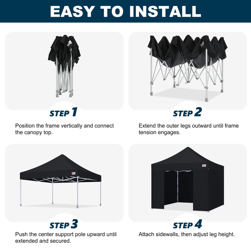 MASTERCANOPY 10x10 Premium Heavy Duty Pop Up Commercial Instant Canopy with Sidewalls(10x10 Blue)