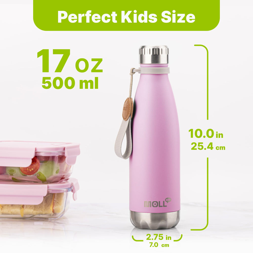 9 oz Water Bottle for Kids-Small Stainless Steel Water Bottle for School Vacuum Insulated Metal Leak Proof Cola Shape Water Flask for Boys Girls(Baby Blue)