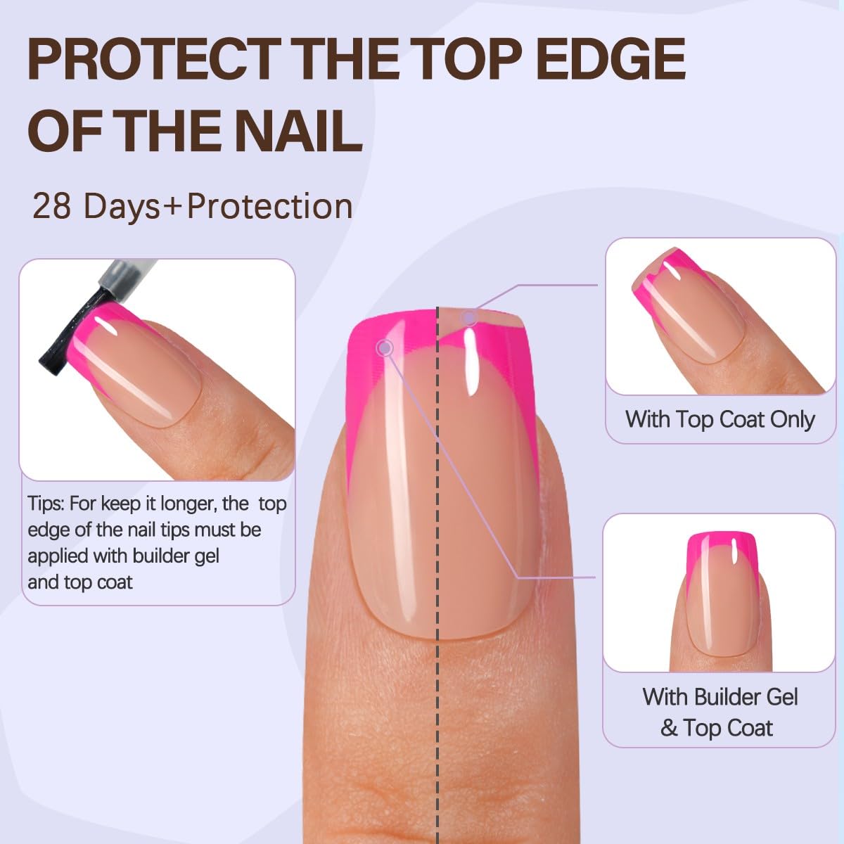 Misssix XBASICTIPS French Tip Press On Nails, 300Pcs French Gel Nail Tips Long Square, Soft Gel Pre-shaped No Need to File 3 in 1 Tips, Fake Nails for Nail Art DIY Extension Designs 15 Sizes