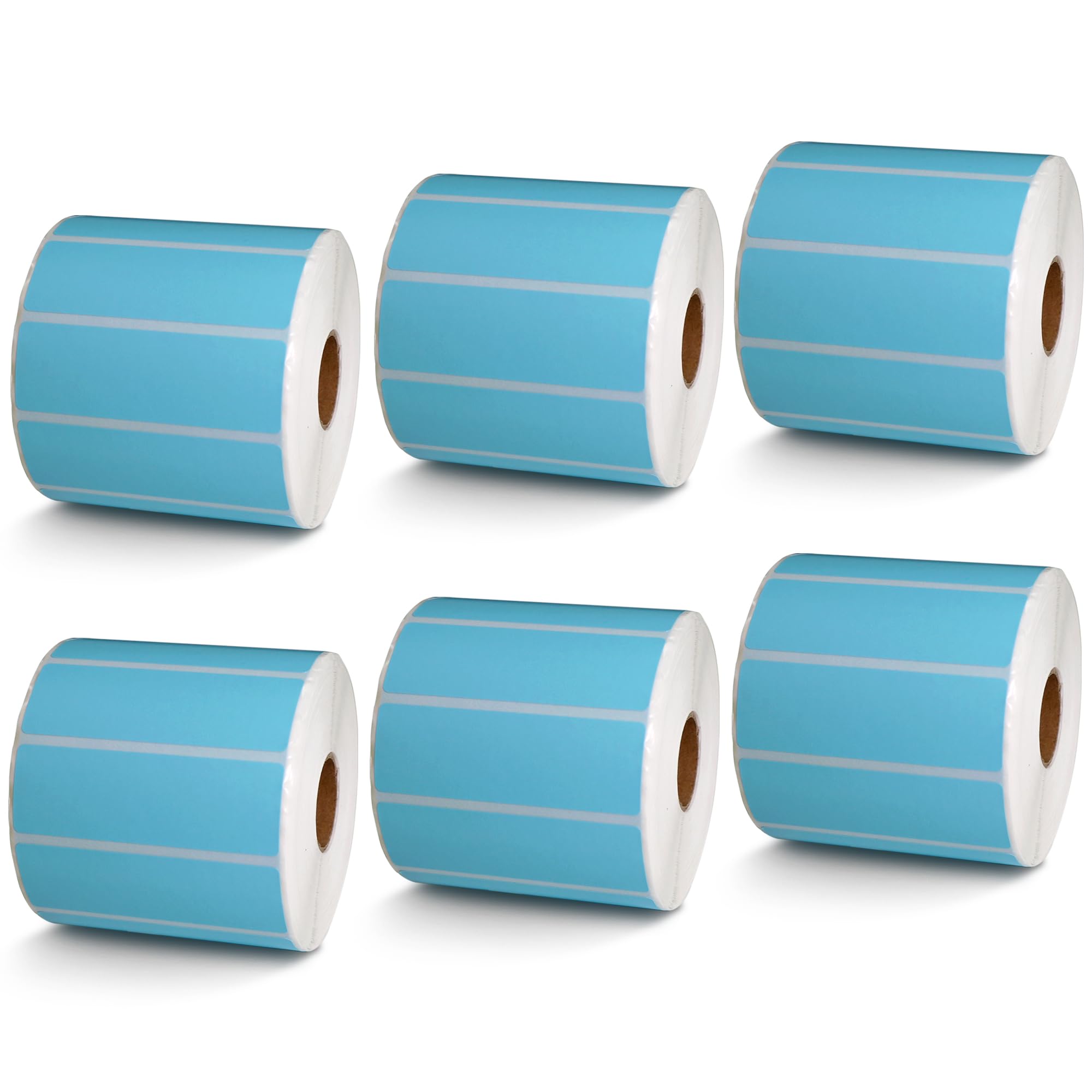 BETCKEY - 1" x 0.5" Small Labels Compatible with Zebra & Rollo Label Printer, Premium Adhesive & Perforated[Light Blue, 6 Rolls, 14580 Labels]