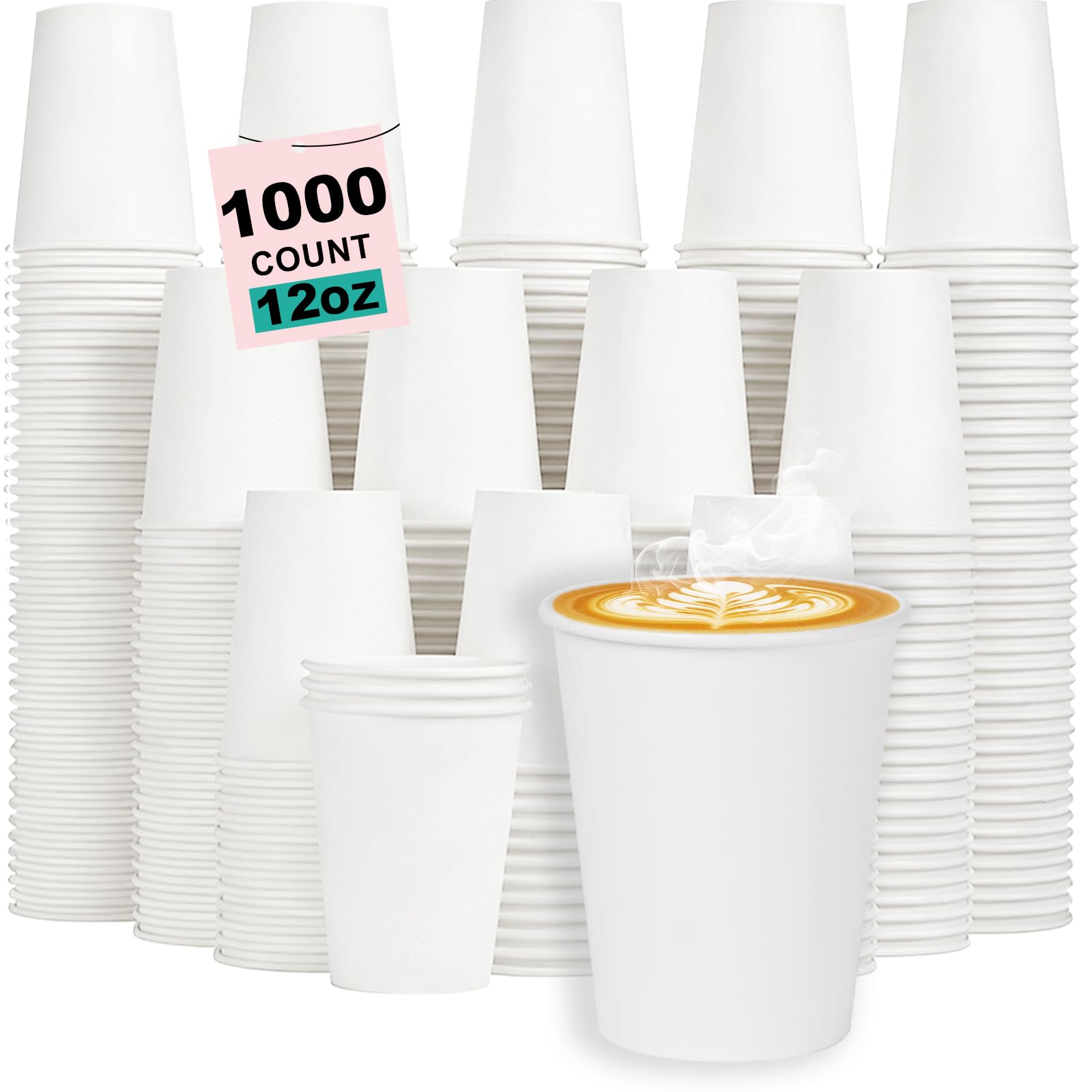 16 oz 100 Pack Corrugated Ripple Wall Disposable Coffee Cups with Lids and Straws, Heavy Duty Insulated Cups for Hot Beverage or Cold Drinks, Bulk for Restaurants, Offices, Coffee Shops(Black)