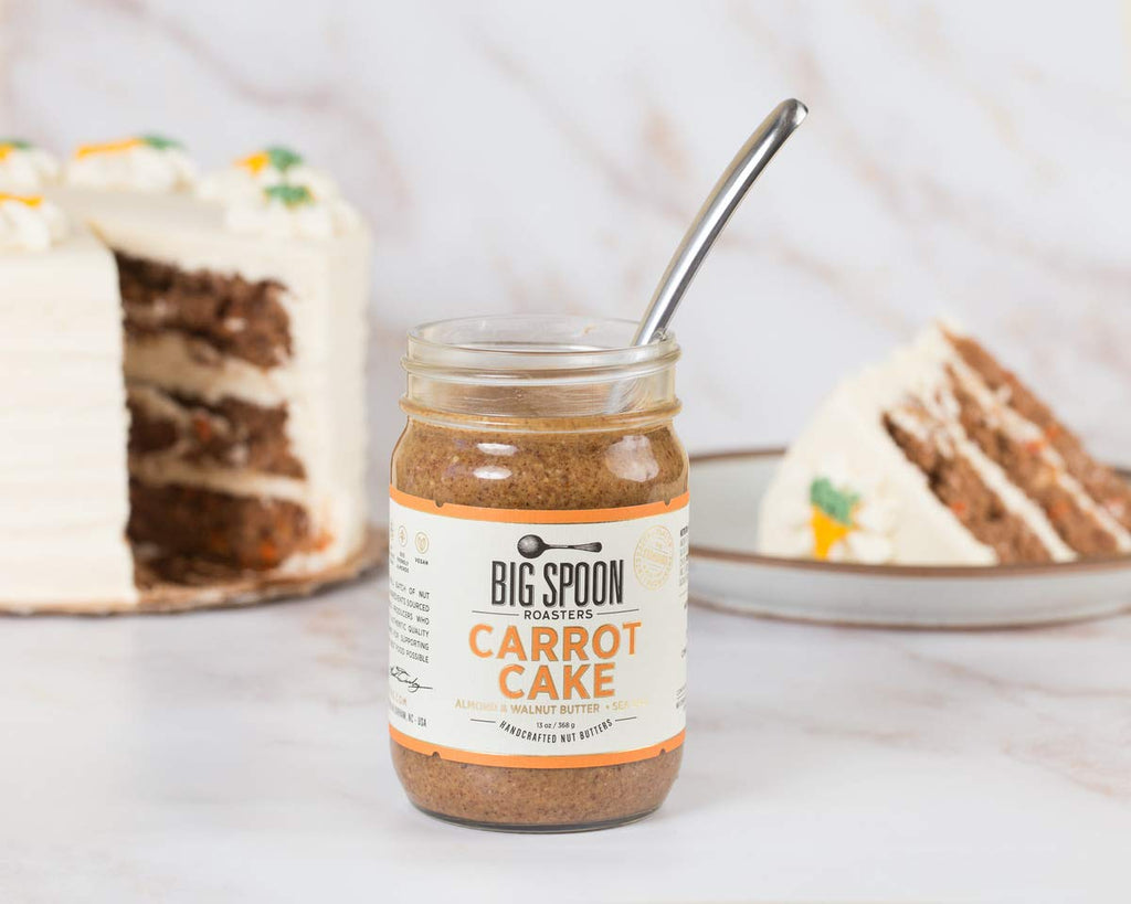Big Spoon Roasters Carrot Cake Almond Butter With Sea Salt - Keto Friendly, Low Sugar Almond Butter - Crunchy & Bee-Friendly Almonds - Gourmet, Vegan Almond Nut Butter - 13 Ounces