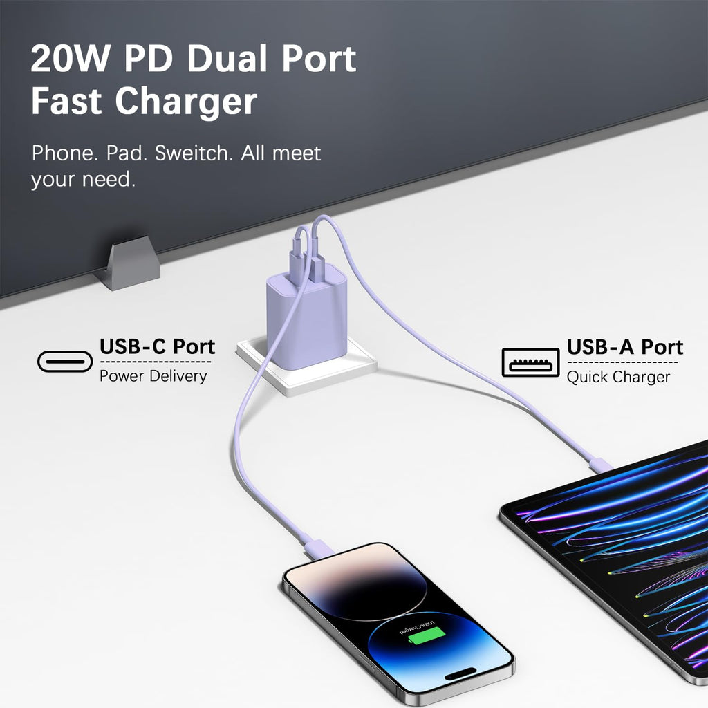 USB C Charger Block Charging Block Type C Charger 20W Wall Chargers 4 Pack for iPhone 16/16 Plus/16 Pro/16 Pro Max/iPhone 15/15 Pro/15 Pro Max/14/13/12 Pro/Samsung//Android(Black)