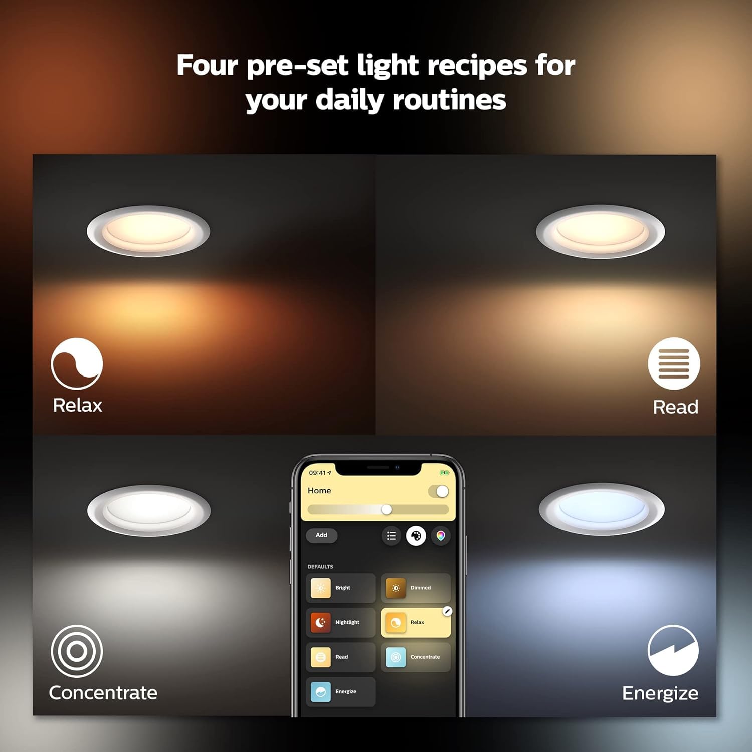 Philips Hue Smart Retrofit Recessed 5/6 Inch LED Downlight 1 Pack - White Ambiance Warm-to-Cool White Light 1100LM - Indoor Control with Hue App - Works with Alexa, Google Assistant and Apple Homekit