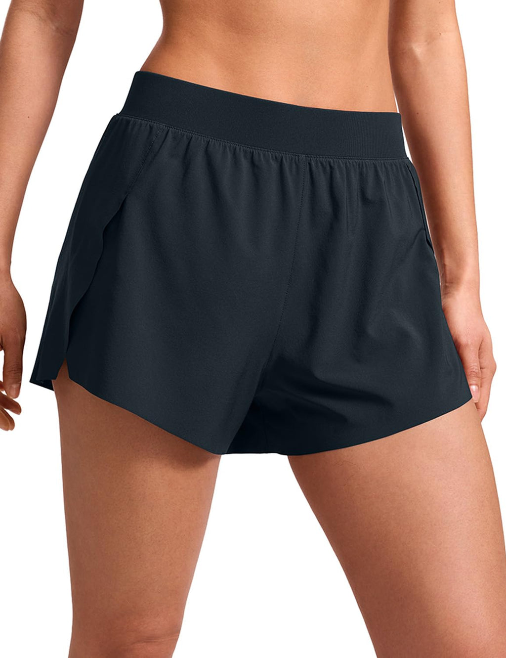 CRZ YOGA V Split Running Shorts for Women 2.5" - High Waisted Workout Athletic Gym Track with Liner Breathable Quick Dry
