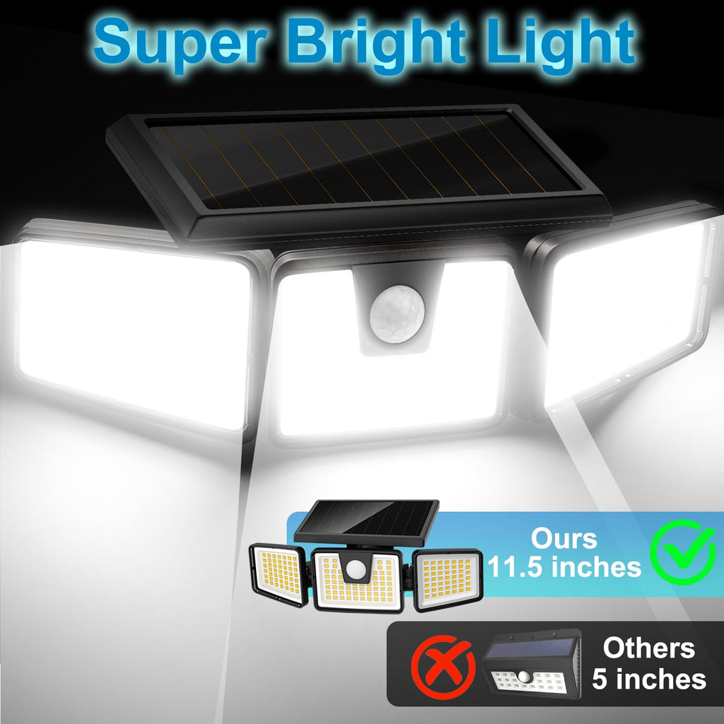 AmeriTop Solar Lights Outdoor, 2 Pack LED High Brightness Cordless Solar Motion Sensor Lights; 4 Adjustable Heads, 320° Wide Angle Illumination, IP65 Waterproof, Security LED Wall Light(Daylight)