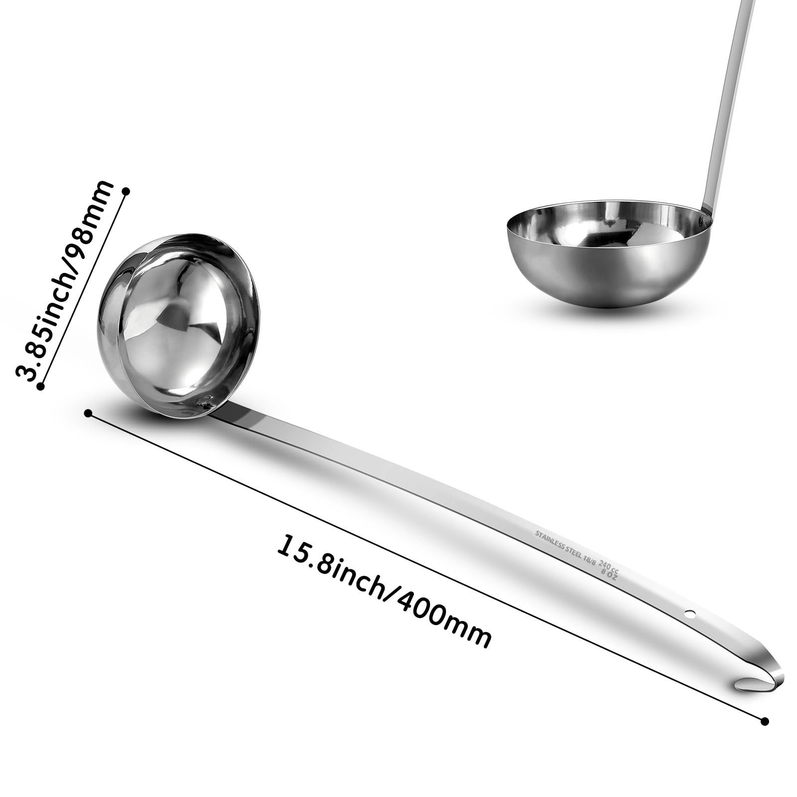 meekoo 1 Pieces Stainless Steel Ladle Soup Handle Ladle with Pouring Rim for Kitchen Cooking Soup Sauce (1 oz)