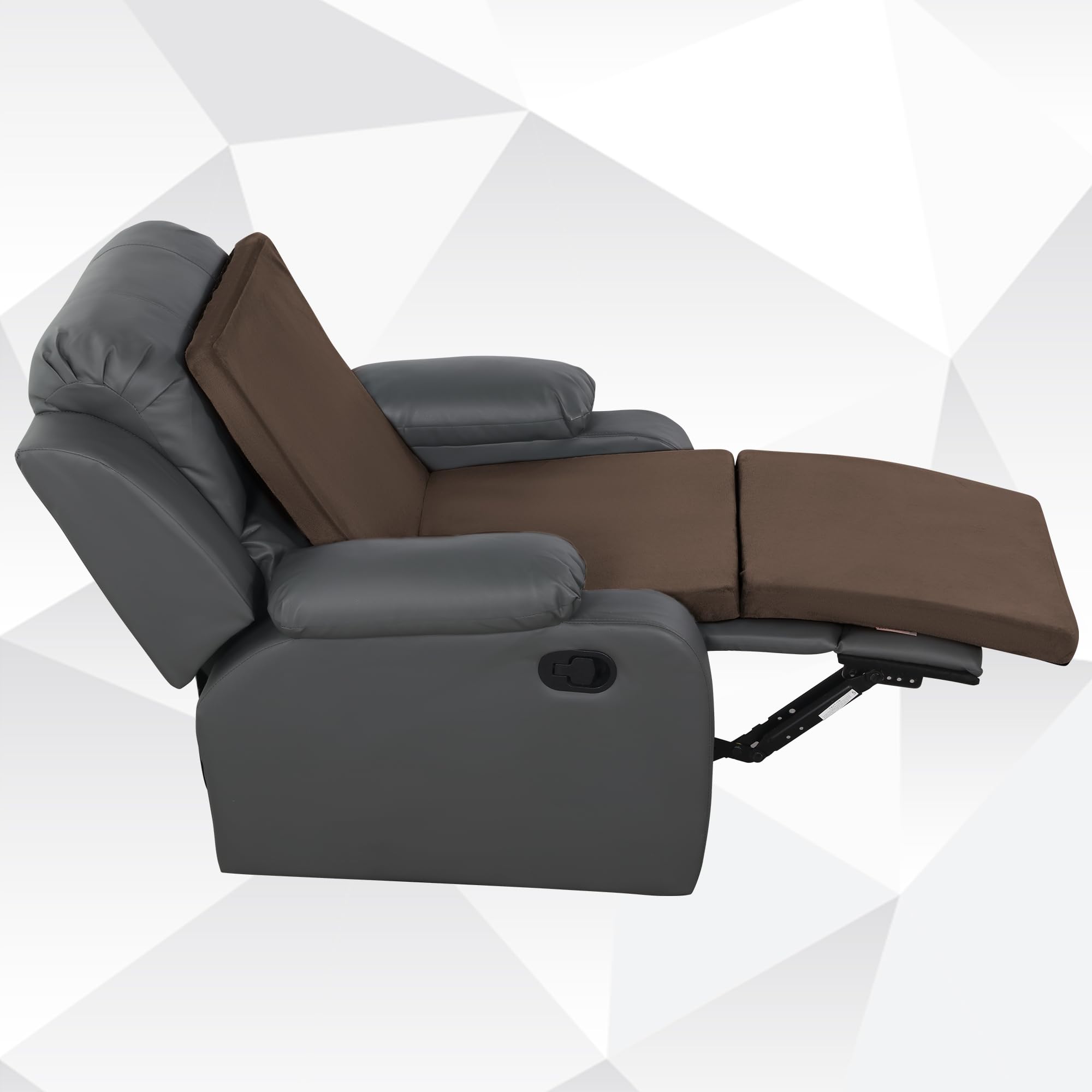 HOMBYS 3-in-1 Recliner Seat Cushion with Lumbar Support Pillow & Footrest, Multi-Functional Adjustable Height 2" to 6" for You to Choose, Non-Slip Foam Chair Cushion for Elderly, Black