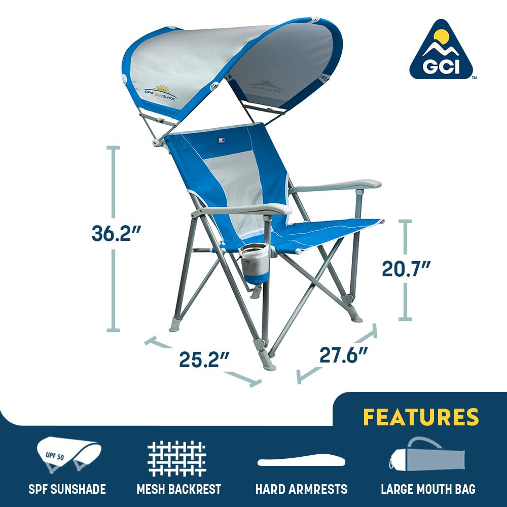 GCI Outdoor Comfort Pro Rocker Camping Chair | Portable Folding Rocking Chair with Durable Armrests & Drink Holder — Blush