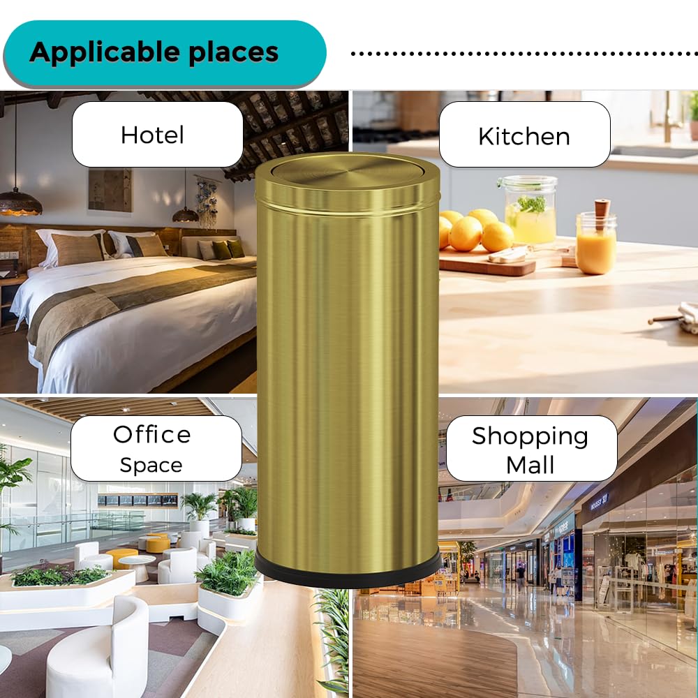 7.92 gallon/30L Kitchen Trash Can with Lid,Tall Slim,Elegant,Black,Brushed Stainless Steel Lgarbage Can for Office,Hotel,Kitchen (30Lblack)