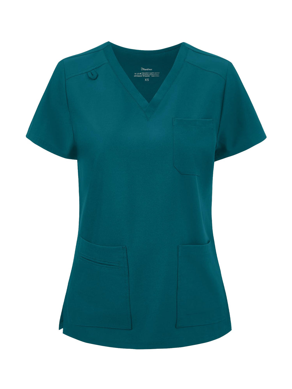 floralhue Scrub Tops for Women, Curved V-Neck Scrub Tops with 3 Pockets, Soft Stretch, Easy Care