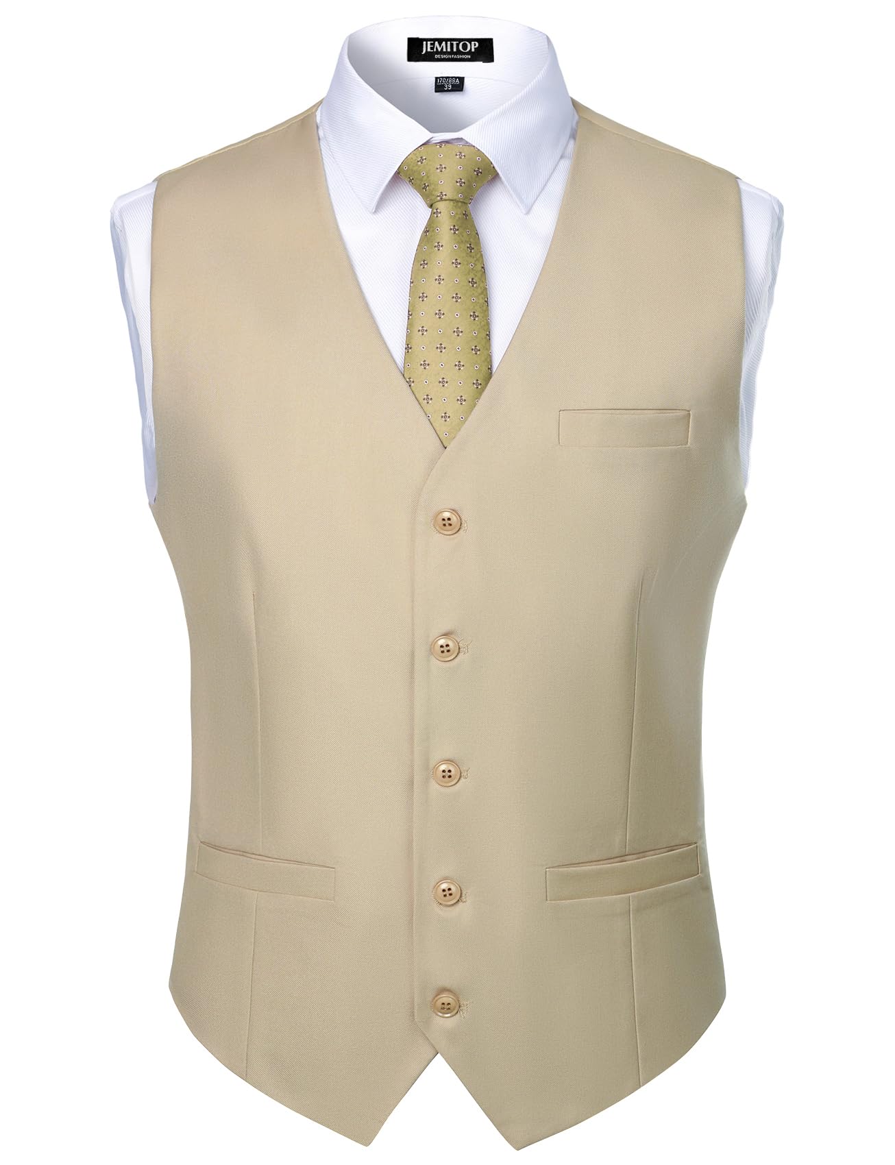 JEMITOP Men's Classic Slim Fit Dress Vest Formal Wedding Prom Tuxedo Suit Vest with Pocket
