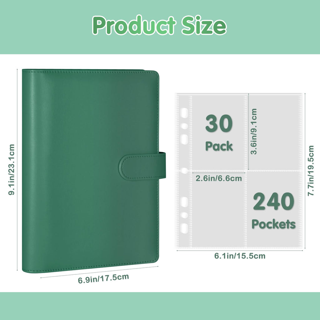 A5 Kpop Photocard Binder with 30 Pack 4-Pocket Card Pages, 6 Ring A5 Binder Card Collector Album with 240 Card Slots,PU Leather Binder Cover with Magnetic Buckle Closure for Organizing Trading Card