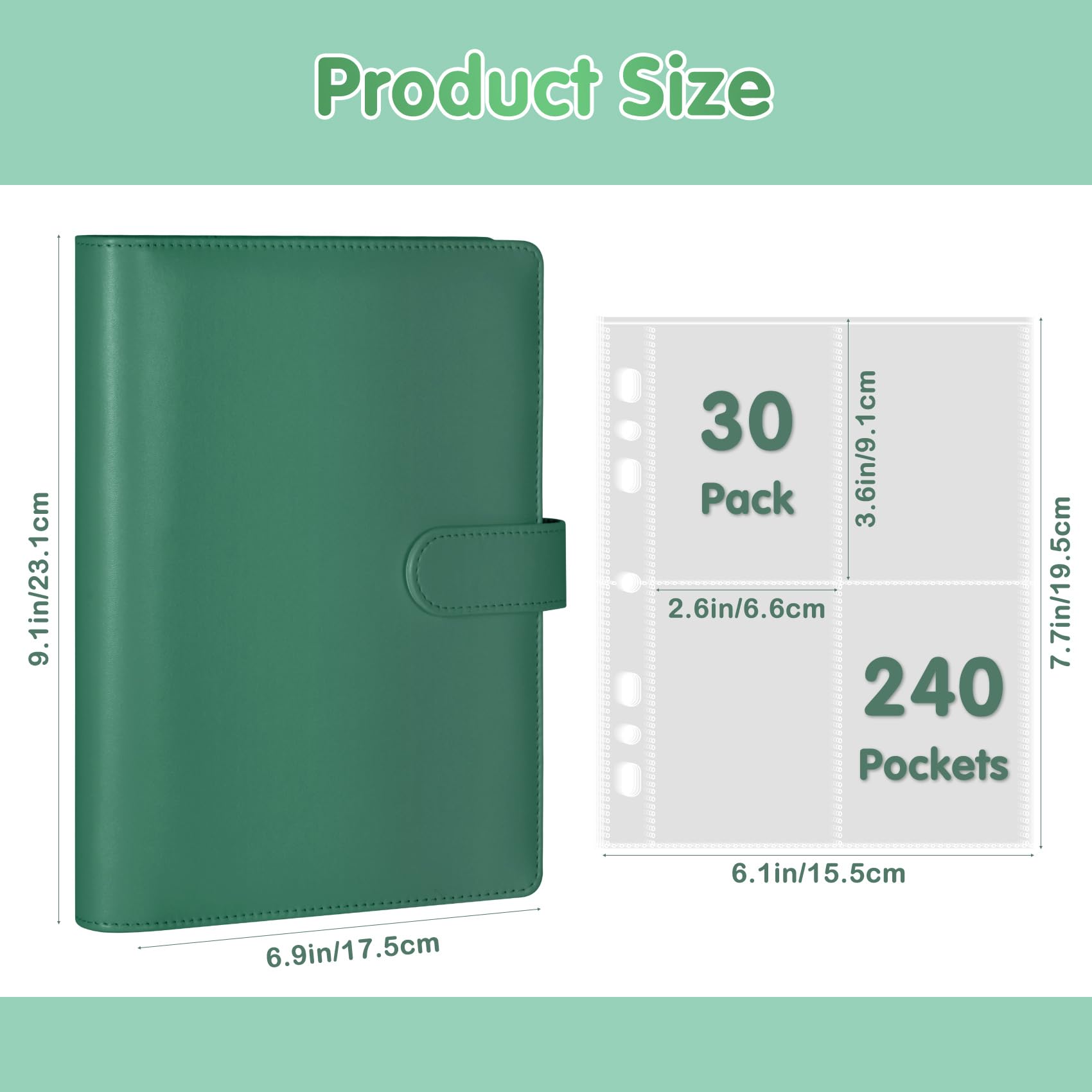 A5 Kpop Photocard Binder with 30 Pack 4-Pocket Card Pages, 6 Ring A5 Binder Card Collector Album with 240 Card Slots,PU Leather Binder Cover with Magnetic Buckle Closure for Organizing Trading Card