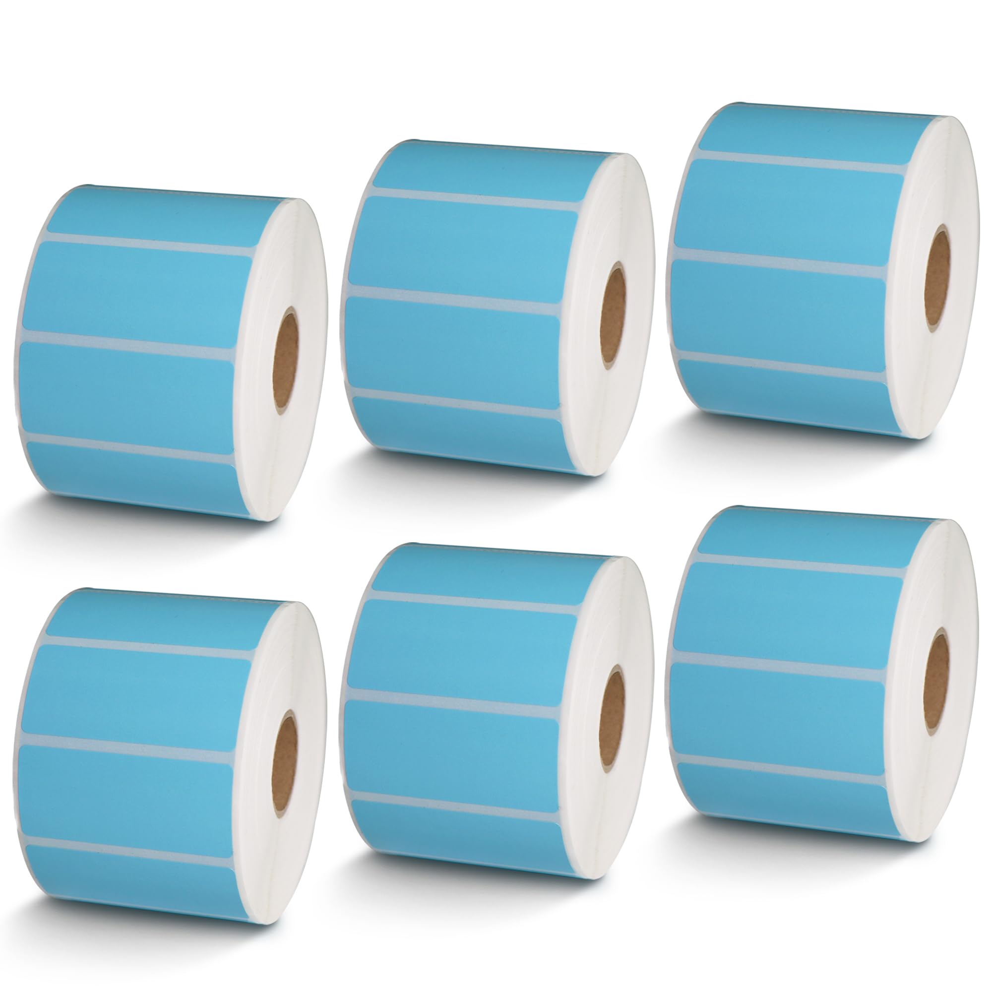 BETCKEY - 1" x 0.5" Small Labels Compatible with Zebra & Rollo Label Printer, Premium Adhesive & Perforated[Light Blue, 6 Rolls, 14580 Labels]