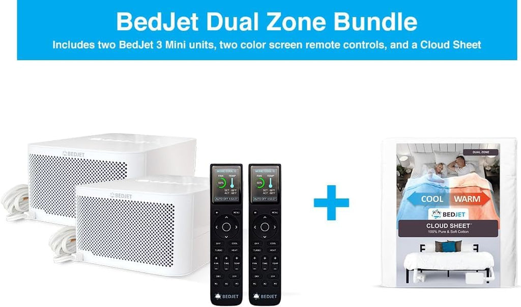 BedJet 3 Climate Comfort for Beds, Cooling Fan + Heating Air Bundle with Cloud Sheet (Queen/Full Size Sheet)