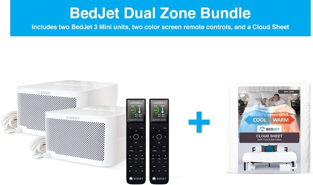 BedJet 3 Climate Comfort for Beds, Cooling Fan + Heating Air Bundle with Cloud Sheet (Queen/Full Size Sheet)