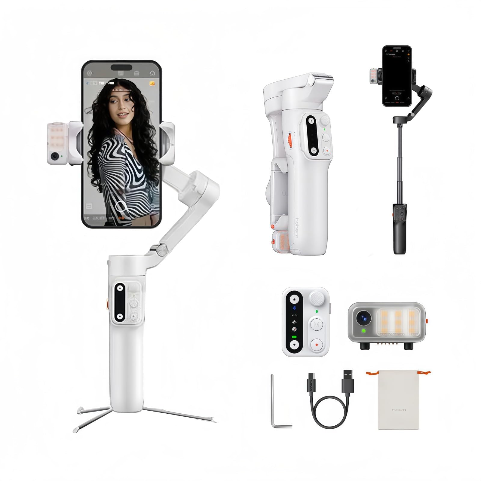 Hohem iSteady M7 Gimbal Stabilizer for iPhone,3-Axis Gimbal for Smartphone w/AI Tracking,Detachable Remote,Extendable Pole,Magnetic Light,Phone Stabilizer for Video Recording - Hohem M6 Kit Upgrade