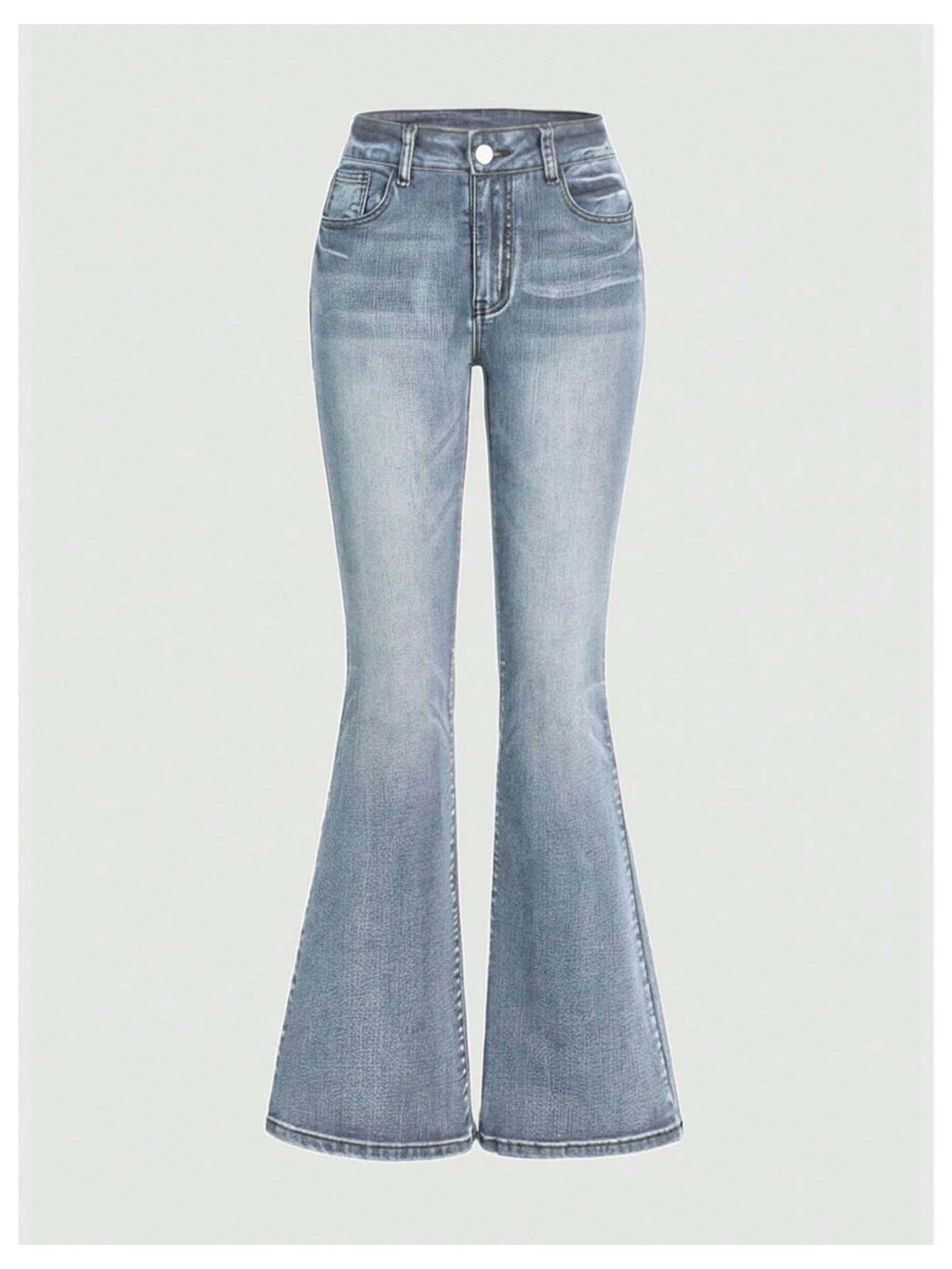 MakeMeChic Women's Bell Bottom Jeans Stretchy Flared Jeans Embroidered Y2K High Waist Denim Pants