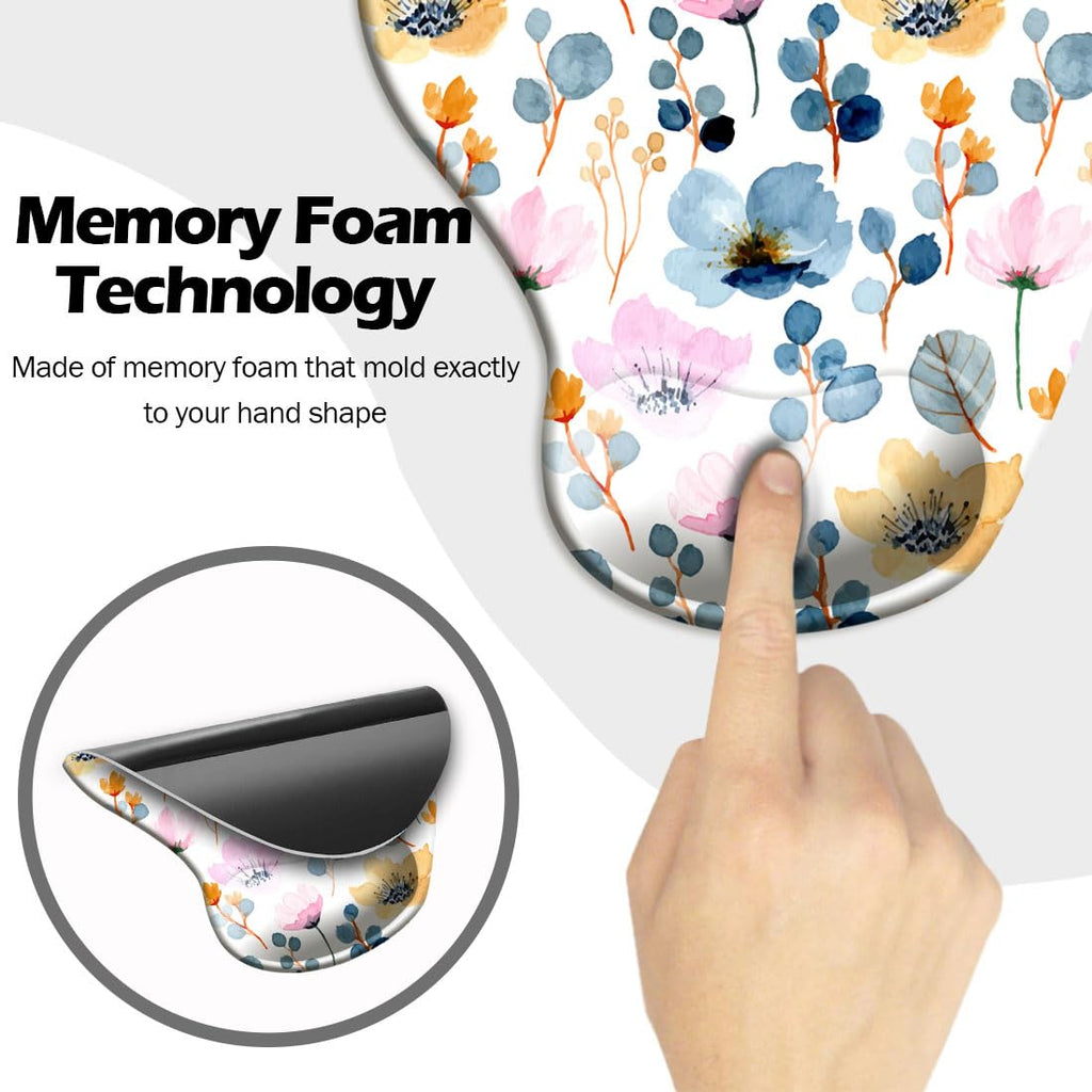 DOOKE Ergonomic Mouse Pad with Wrist Support and Coaster,Mouse Pads with Non-Slip PU Base for Home Office Working Studying Easy Typing & Pain Relief Aesthetic Art