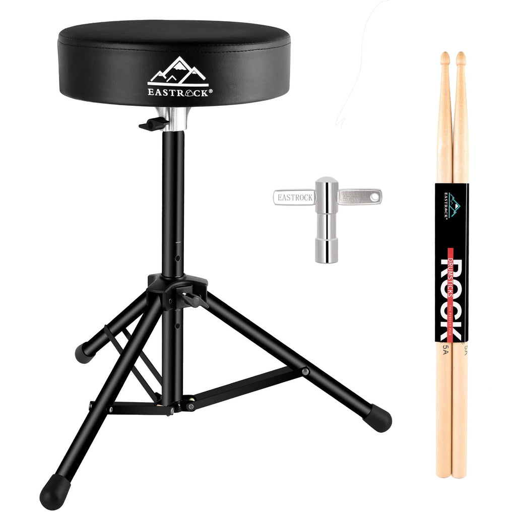 EASTROCK Drum Throne,Padded Drum Seat Drumming Stools with Anti-Slip Feet for Adults and Kids Drummers (Black)