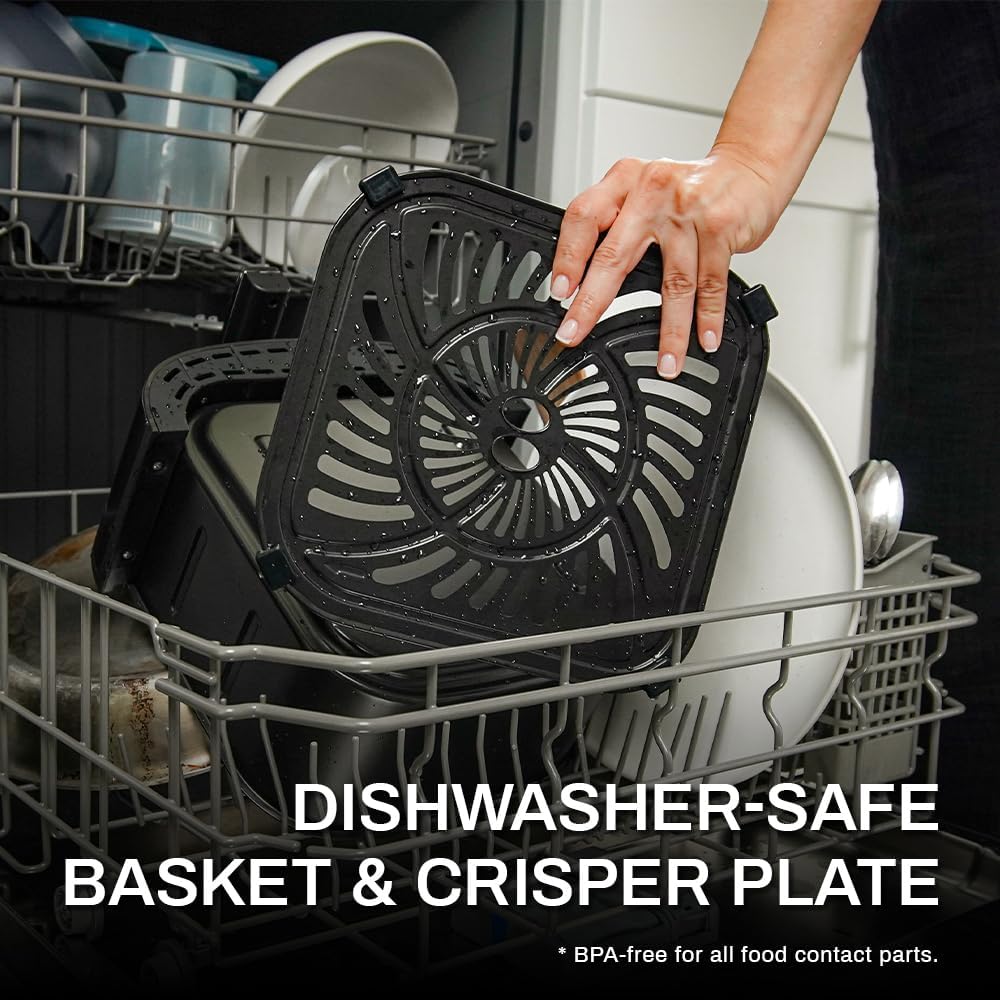 RAMJOY Air Fryer 6.8 Quarts, 10-in-1 Functions, Air Fry, Roast, Bake, Broil, Dehydrate, Large & Compact Air Fryers, Nonstick & Dishwasher-Safe Airfryer Basket, Stainless Steel Air Fryer, Metal Grey