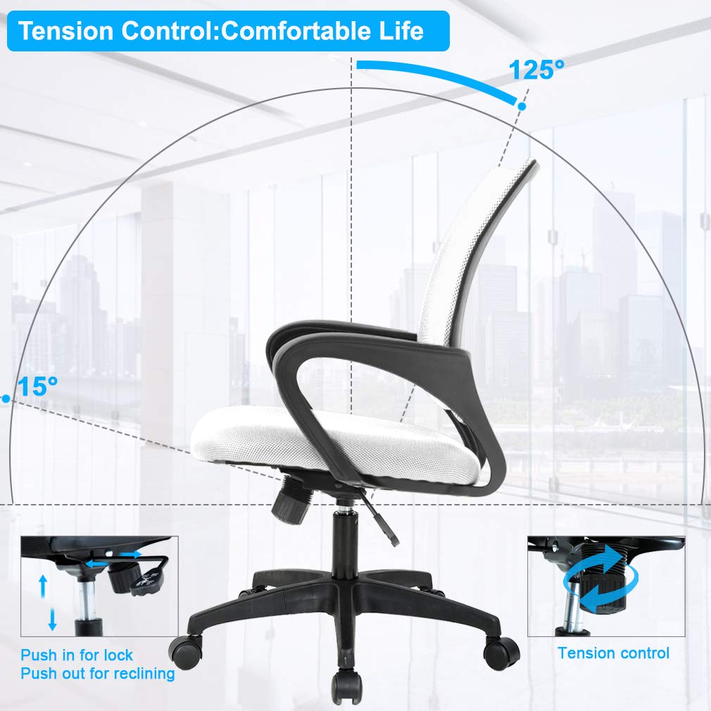 BestOffice Home Office Chair Ergonomic Desk Chair Mesh Computer Chair with Lumbar Support Armrest Executive Rolling Swivel Adjustable Mid Back Task Chair for Women Adults, Black (Black)
