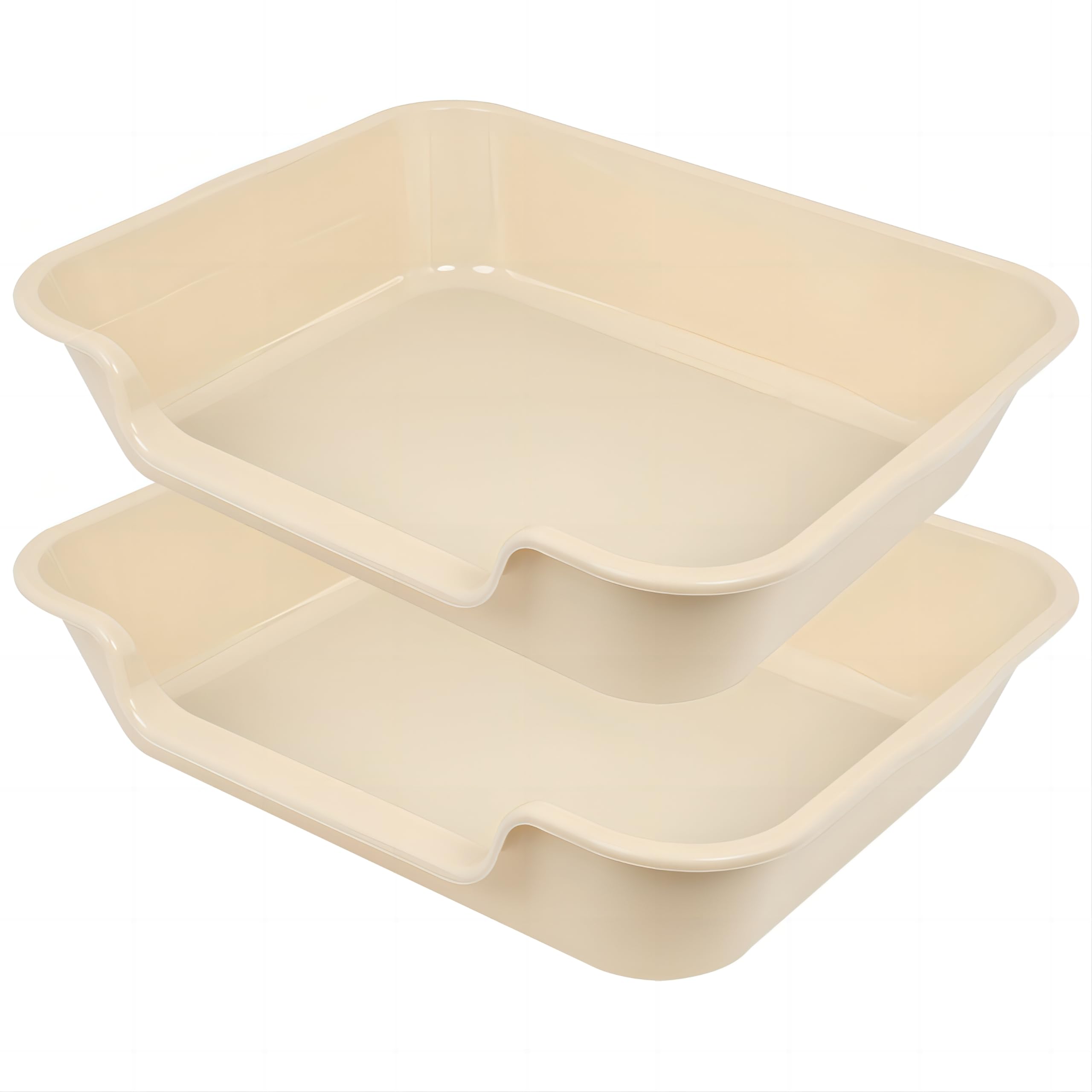 1 Pack of Extra Large Cat Litter Box (ABS Material), Low Entry Senior Litter Pen for Geriatric Kitty Big Cats, Jumbo Pet Safe Litter Boxes Tray for Pets Potty (Beach Sand, 20" L x 15.5" W)
