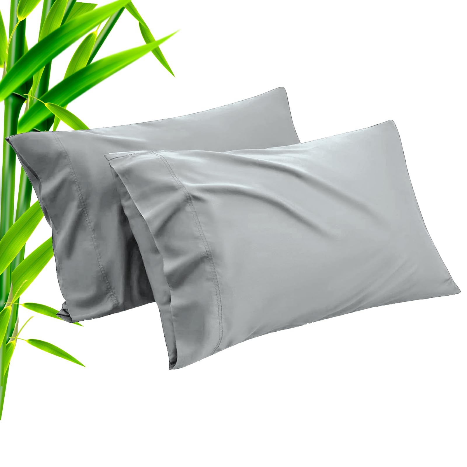 Pillow Cases Standard Size 2 Pack, Bamboo Rayon Cooling Pillowcases with Envelope Closure, Cool Breathable Pillow Case for Hot Sleepers & Night Sweats, 20x26 inches, Aqua Blue
