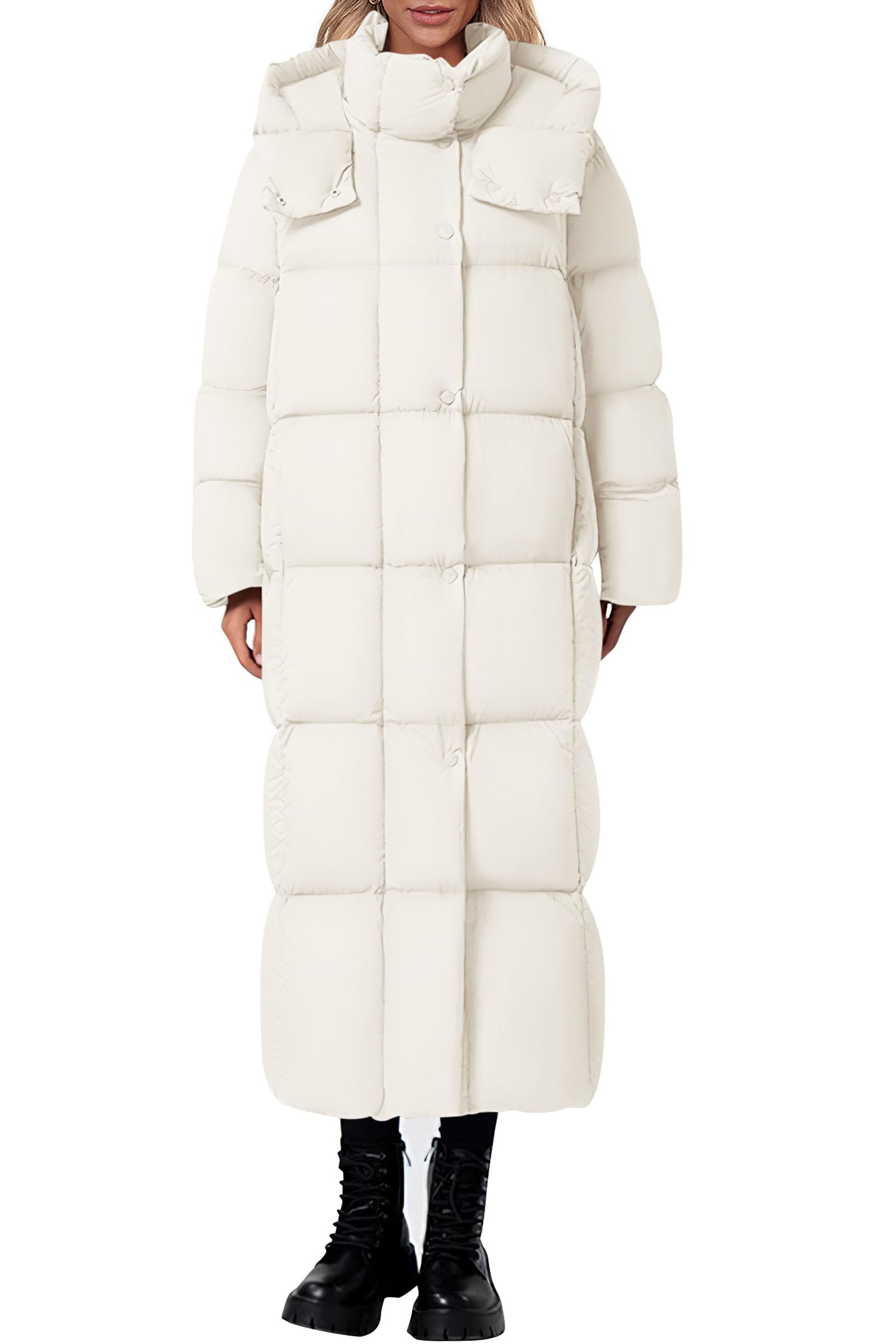 PRETTYGARDEN Women's Winter Long Puffer Coats Hooded Zip Up Casual Thickened Down Jackets Trendy Warm Clothes Outerwear