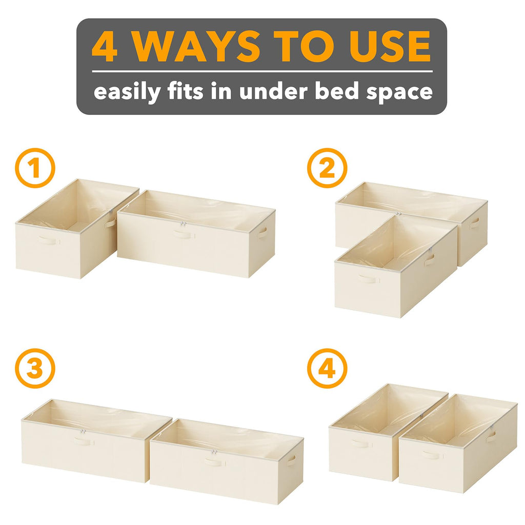 SpaceAid Paquete de 2 Contenedores de Almacenamiento Debajo de la Cama de 10" de Alto, Organizadores Grandes de Almacenamiento Debajo de la Cama con Tapas para Dormitorio, Residencia Estudiantil, Ropa