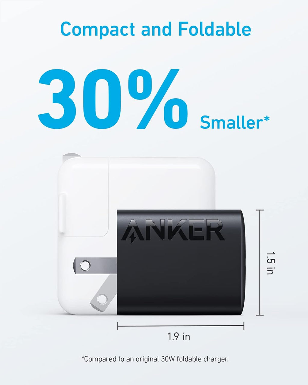 Anker 312 30W USB-C Charger, Charger Compact Foldable Design, 2-Pack 30W Fast Charger iPhone 14/13/12 Series, Samsung S23, MacBook Air, Pixelbook, iPad Pro, More (Cable Not Included) Black