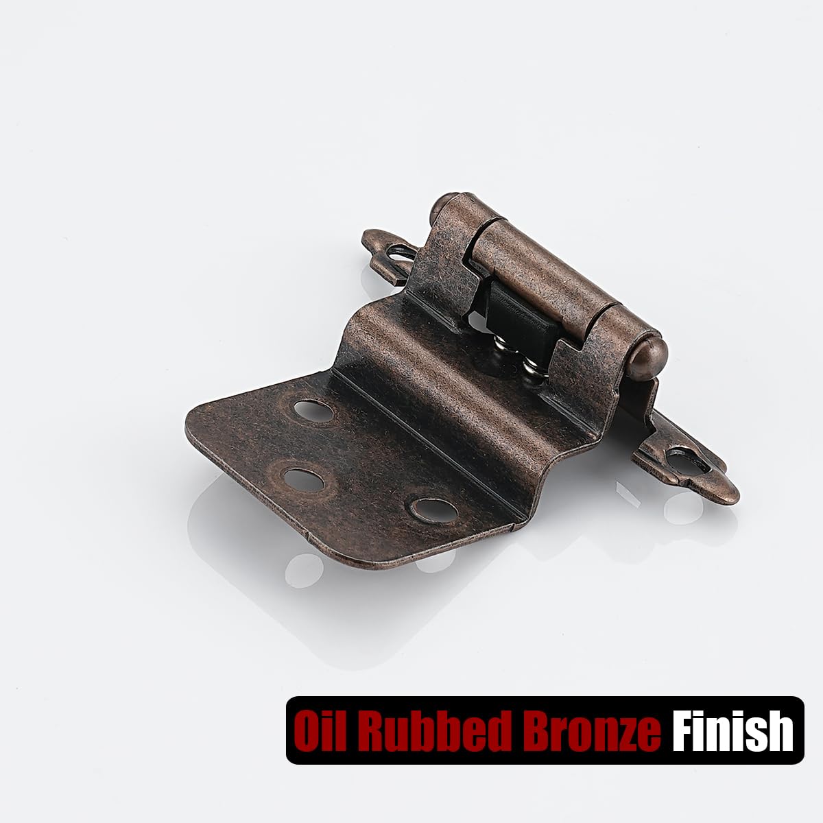 JQK 3/8 Inch Inset Cabinet Door Hinges Oil Rubbed Bronze, 4 Pack 2 Pairs Flush Face Mount Cupboard Self-Closing Kitchen Cabinet Hardware Hinges with Door Bumper, CH201-ORB-P4