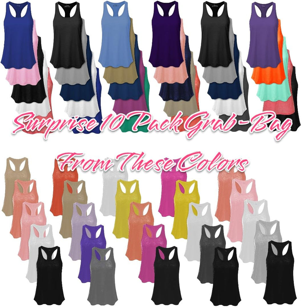 Sexy Basics Women's Everyday Flowy Burnout Slub Racer Back Tanks | Active Workout Tops | Multi Packs & Colors