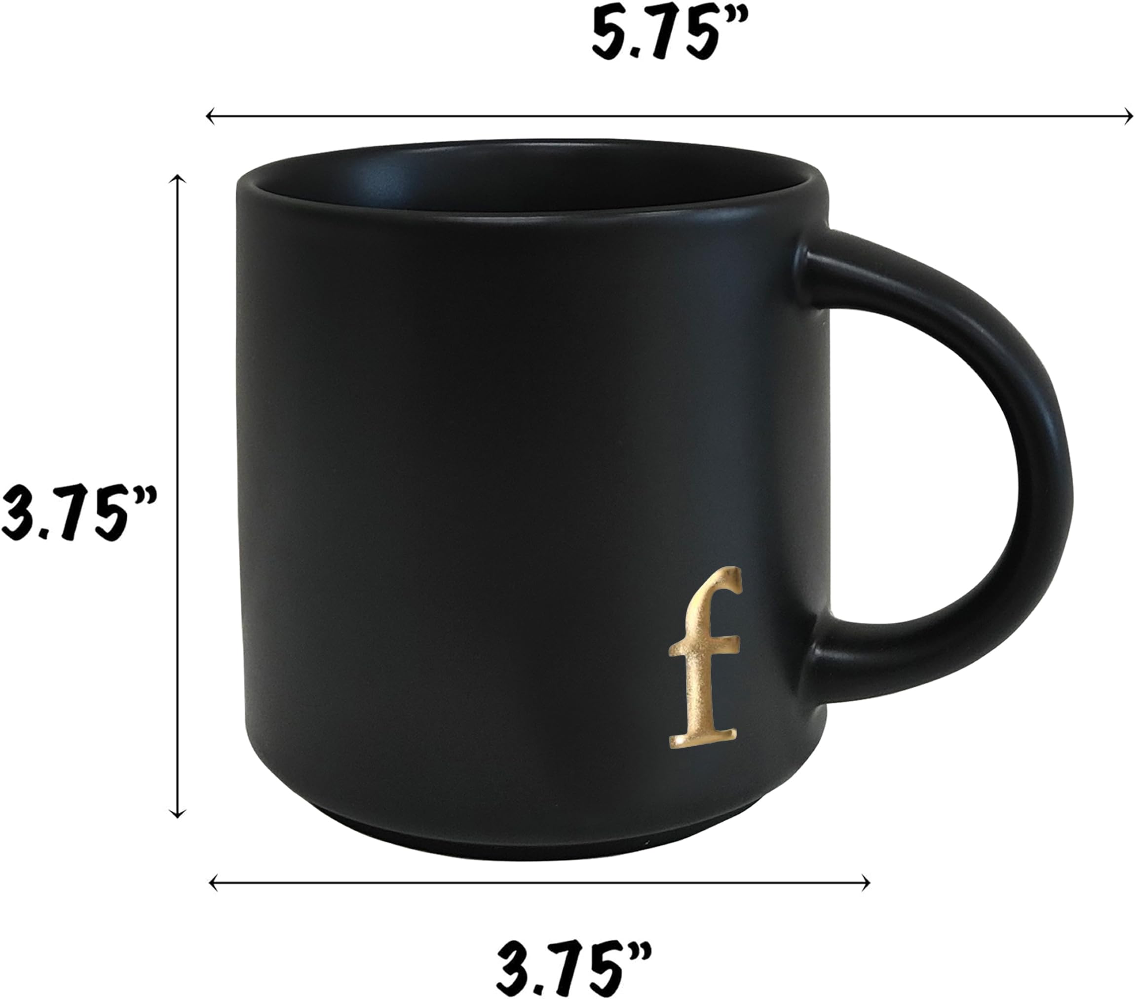 COLLECTIVE HOME - Black Monogram Ceramic Mugs, 15 oz Golden Initial Coffee Cups, Elegant Alphabet Tea Mugs, Personalized Halloween Mug with Gift Box, Perfect for Office and Home Décor (a)