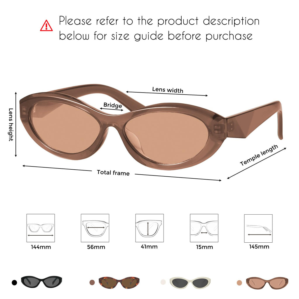 mosanana Oval Cat Eye Sunglasses for Women Retro Y2K Style MS52372