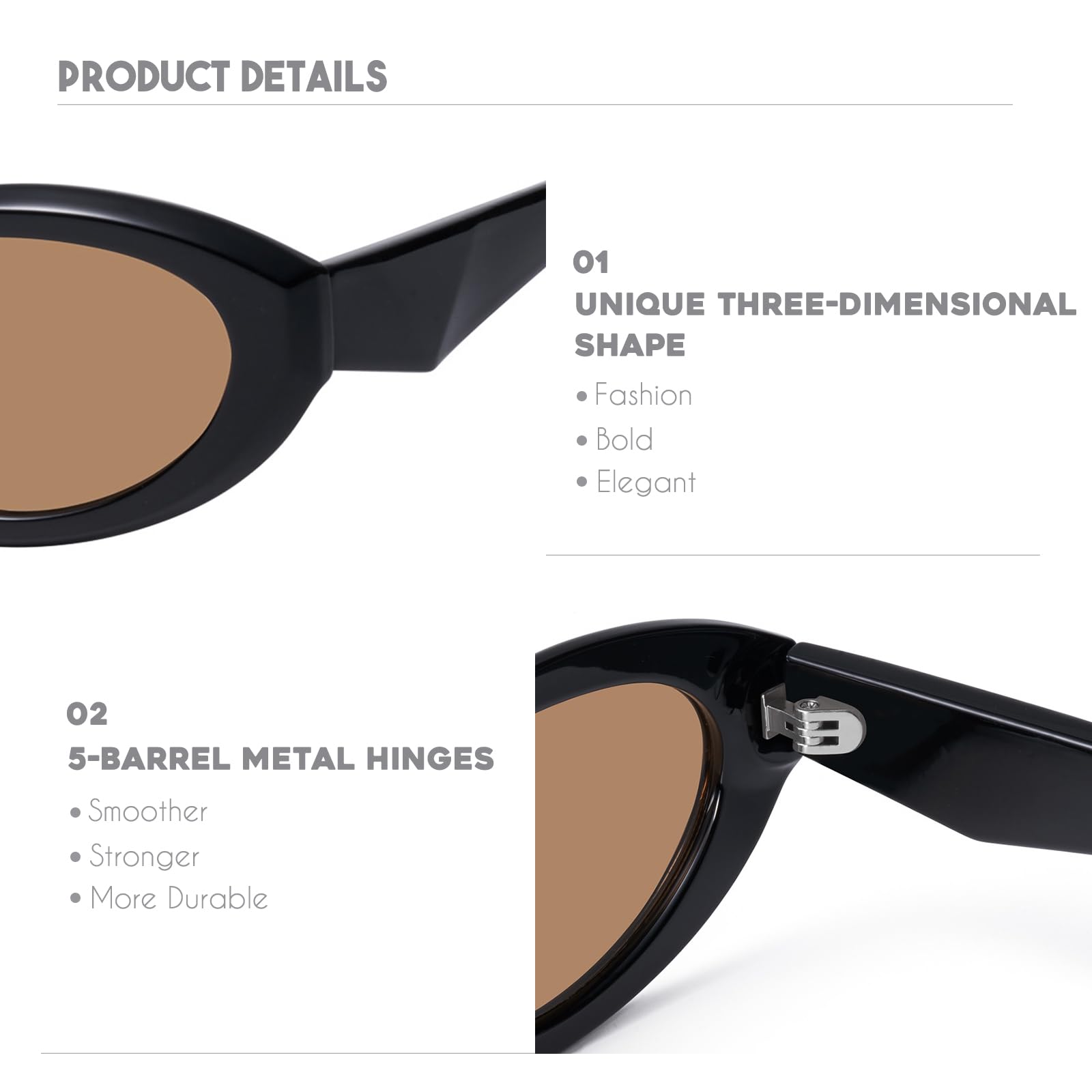mosanana Oval Cat Eye Sunglasses for Women Retro Y2K Style MS52372