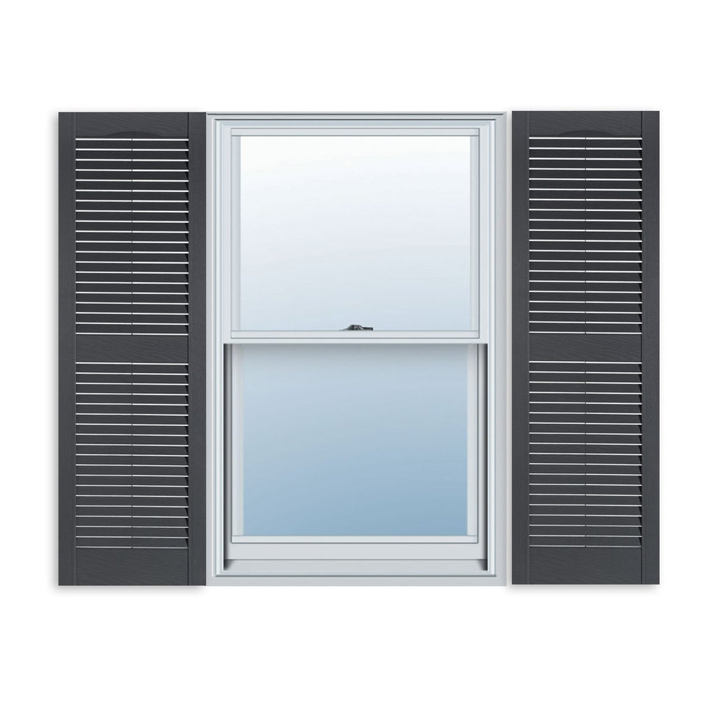 Exterior Solutions Standard Louver Exterior Vinyl Window Shutters, Black (Pair), 15 Inch x 35 Inch