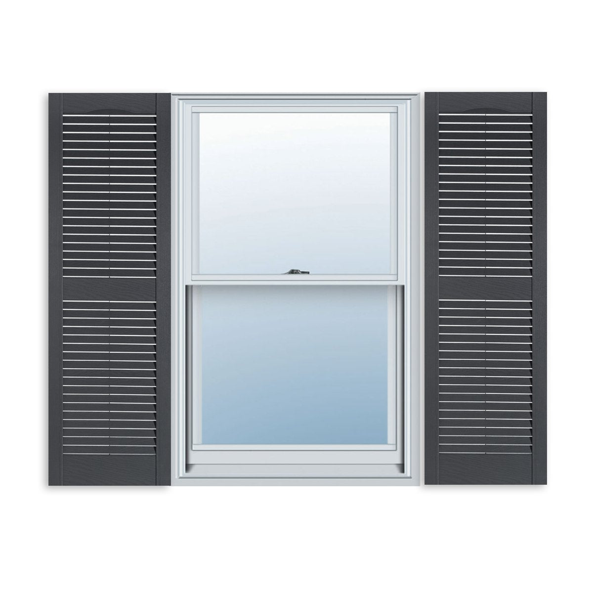 Exterior Solutions Standard Louver Exterior Vinyl Window Shutters, Black (Pair), 15 Inch x 35 Inch