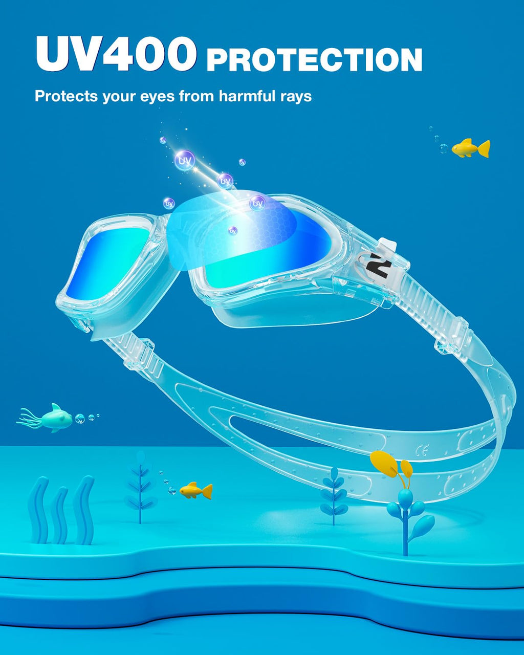 ZIONOR Kids Swim Goggles, G1MINI SE No Leak Anti-Fog Goggles for Kids 6-14, Soft Silicone Comfort Fit, Easy Adjust Strap