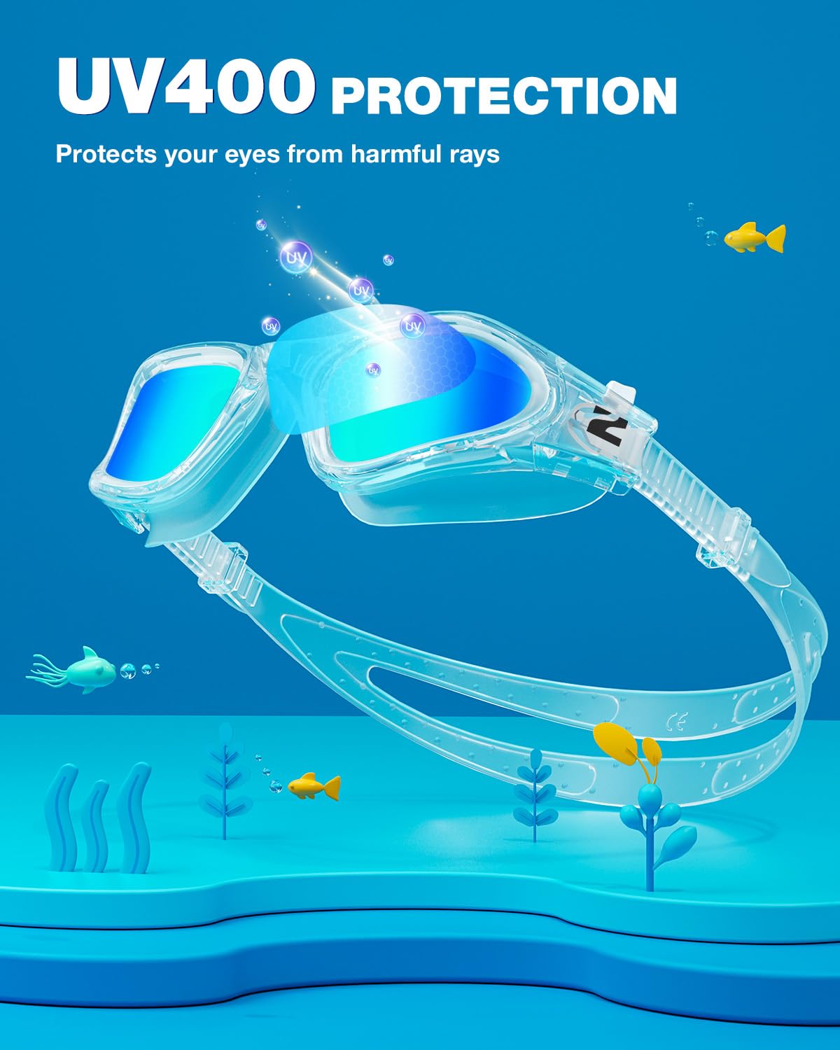 ZIONOR Kids Swim Goggles, G1MINI SE No Leak Anti-Fog Goggles for Kids 6-14, Soft Silicone Comfort Fit, Easy Adjust Strap