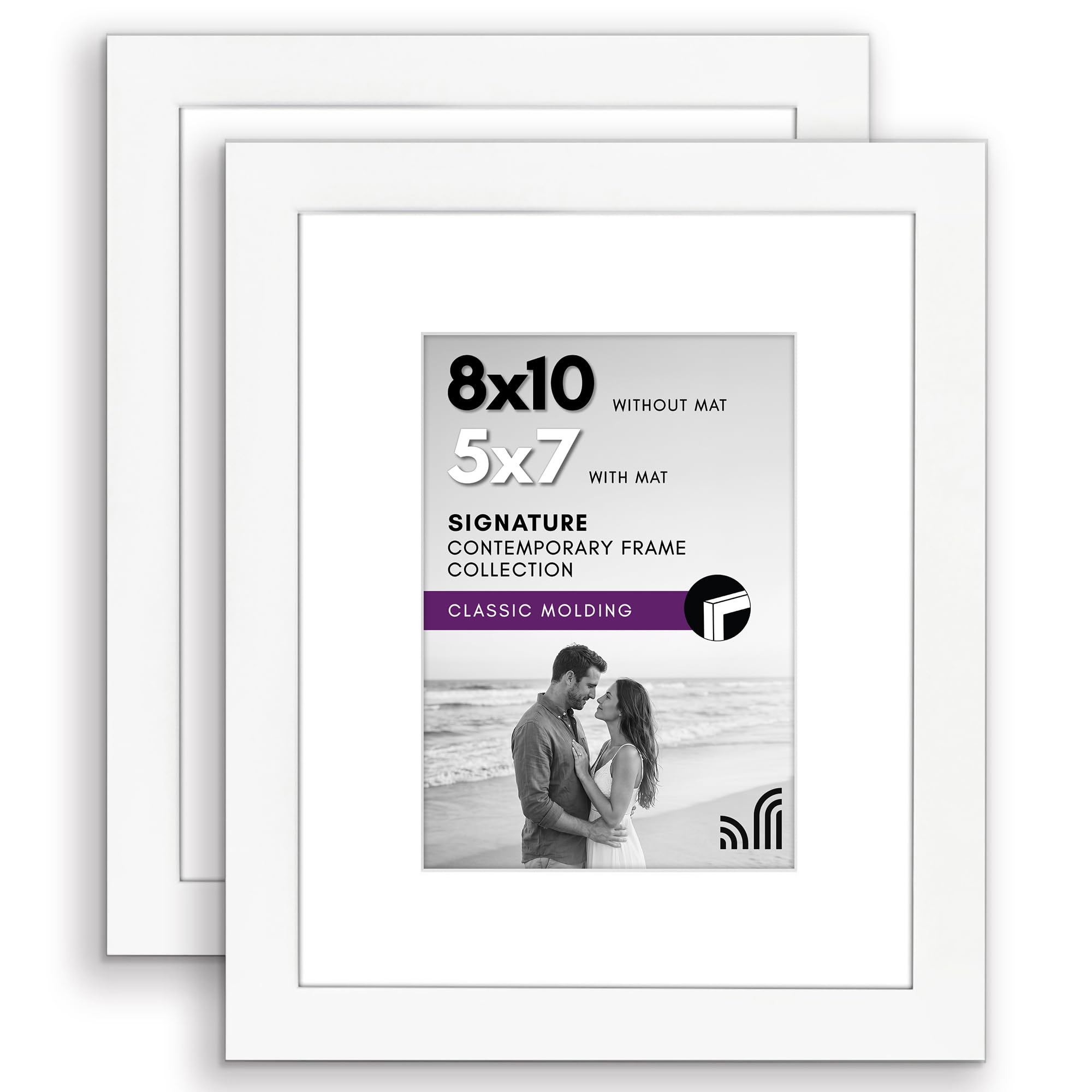 Americanflat 4x6 Double Picture Frame with Shatter-Resistant Glass - Fits Two 4x6 Photos or use as One 6x14 Frame - Signature Collection - Collage Frames for Tabletop and Wall Display - Black