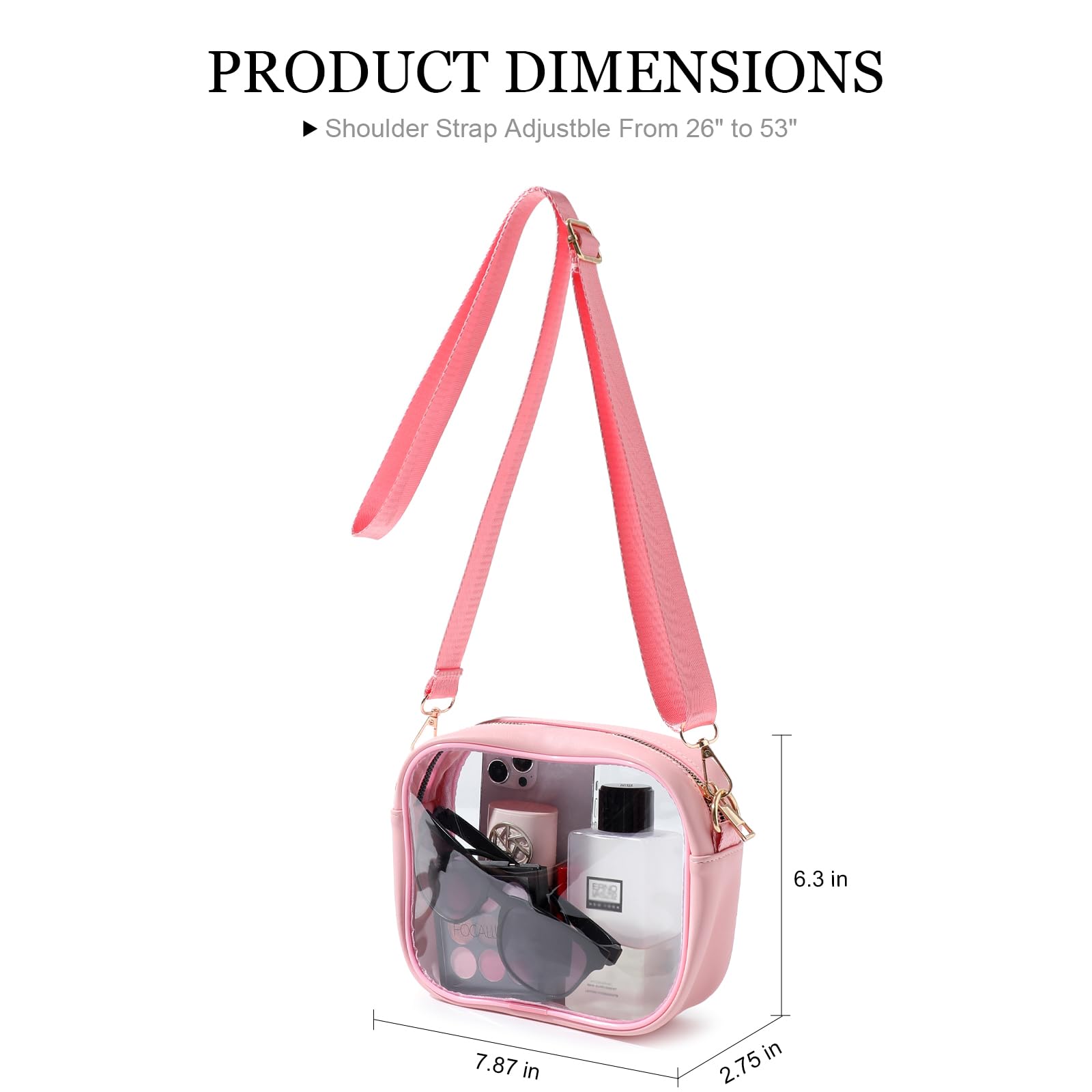 TOBVZOO Clear Bag Stadium Approved, Crossbody Transparent Bag for Concerts Sports Events, Purses for Men & Women