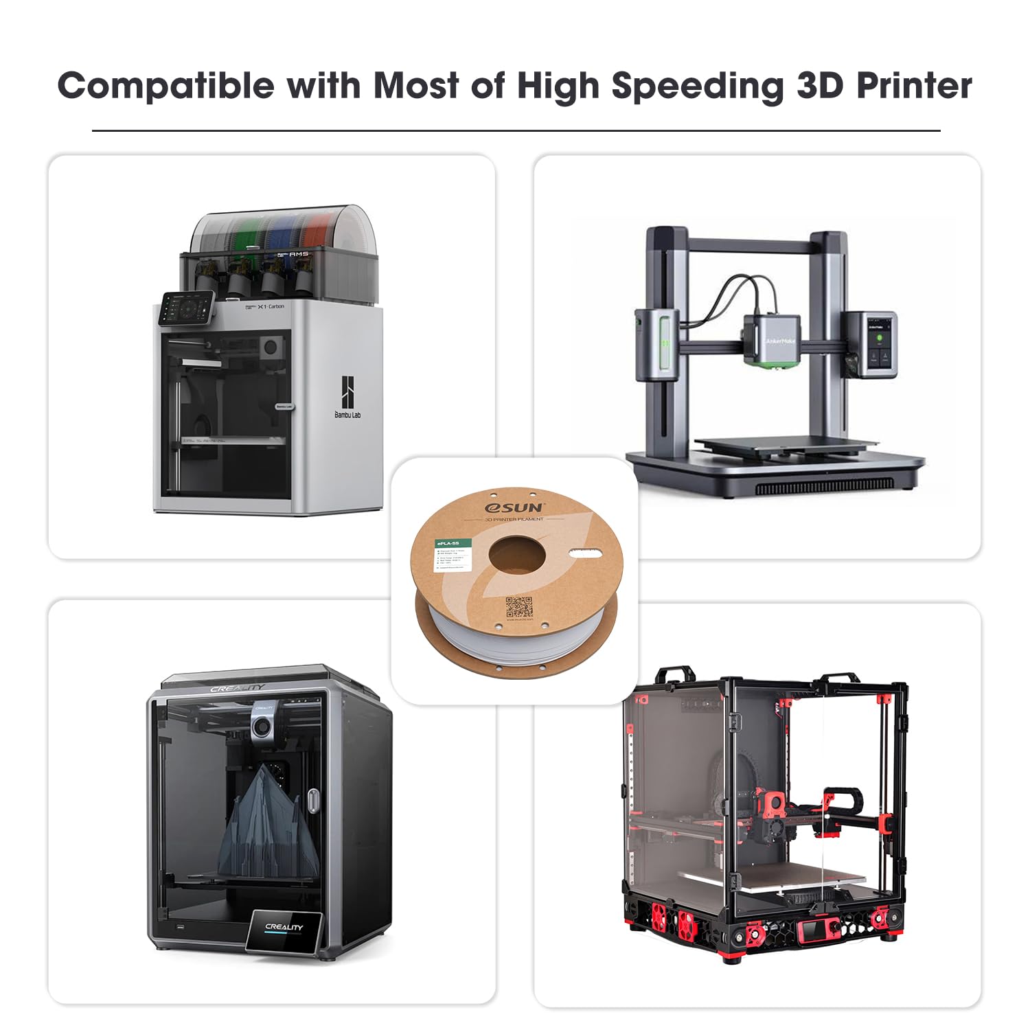 eSUN 10KG Bulk PLA Basic Filament 1.75mm, Black, 10 Spool Pack (1KG/Spool) High Speed PLA Bundle, 3D Printing Filament for Fast Printing