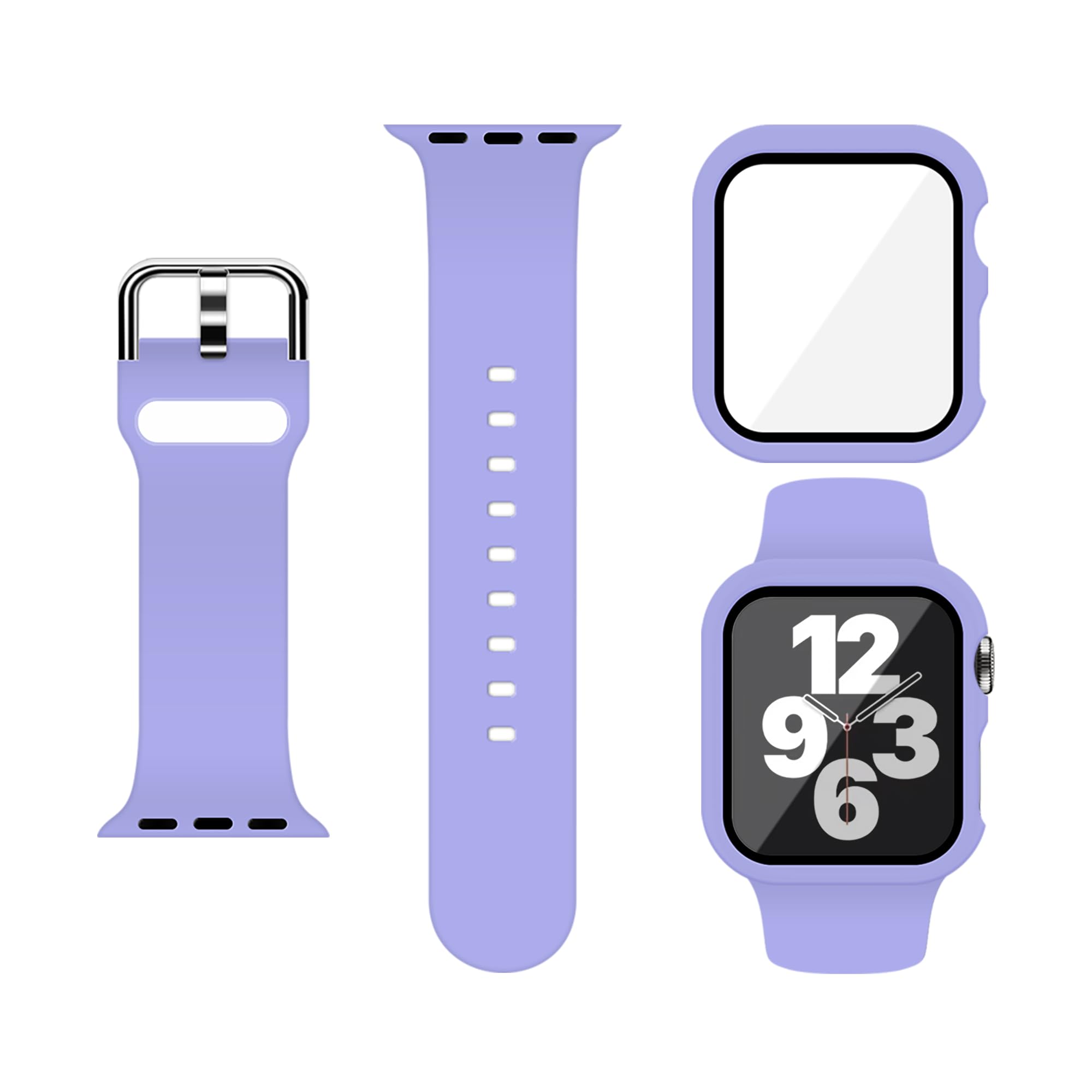 Silicone Sport Band and PC Case with Screen Protector for Apple Watch