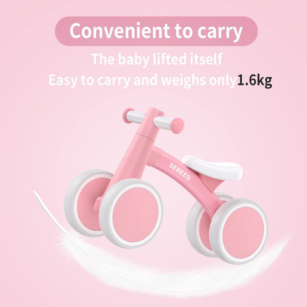 SEREED Baby Balance Bike for 1 Year Old Boys Girls 12-24 Month Toddler Balance Bike, 4 Wheels Toddler First Bike, First Birthday Gifts