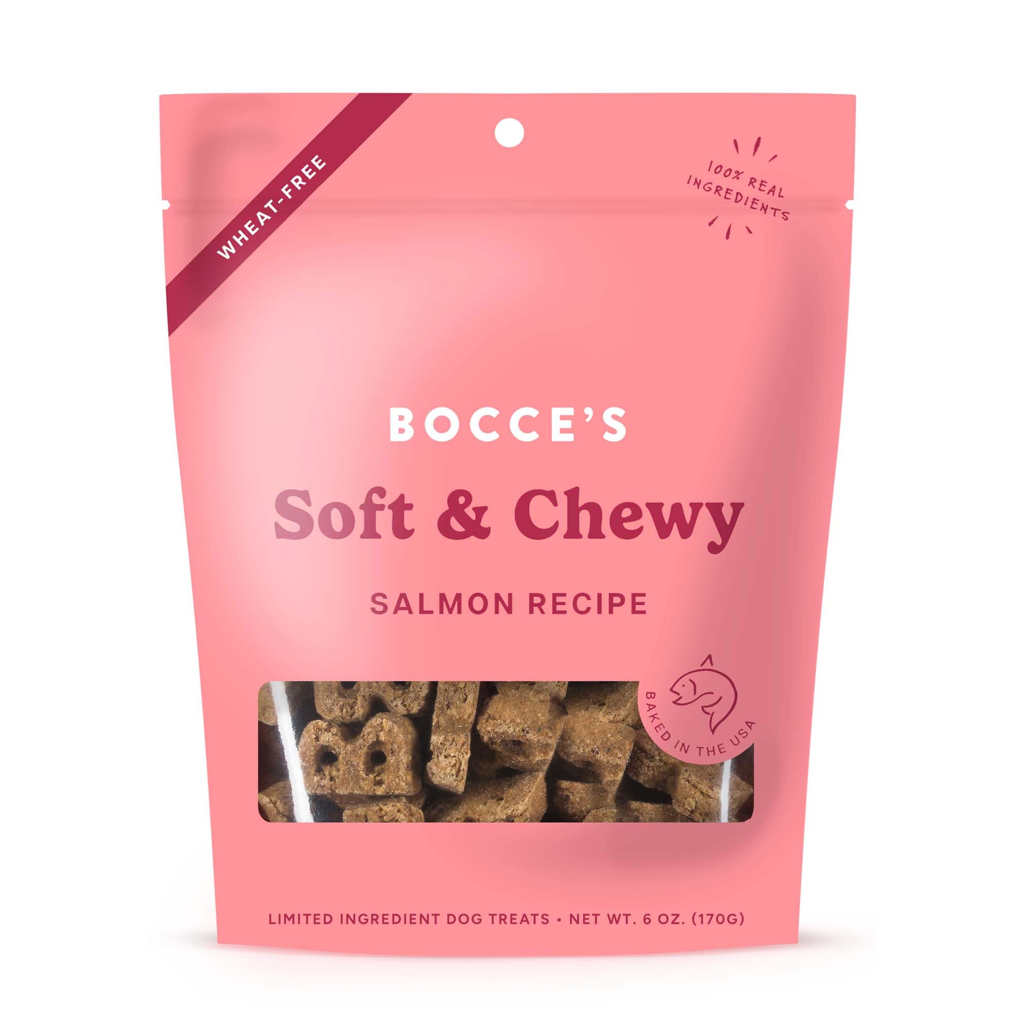 Bocce's Bakery Bac'n Nutty Soft & Chewy Dog Treats, Wheat-Free PB & Bacon Flavored All Natural Limited Ingredient Oven Baked Cookies for Dogs, 6 oz Bag